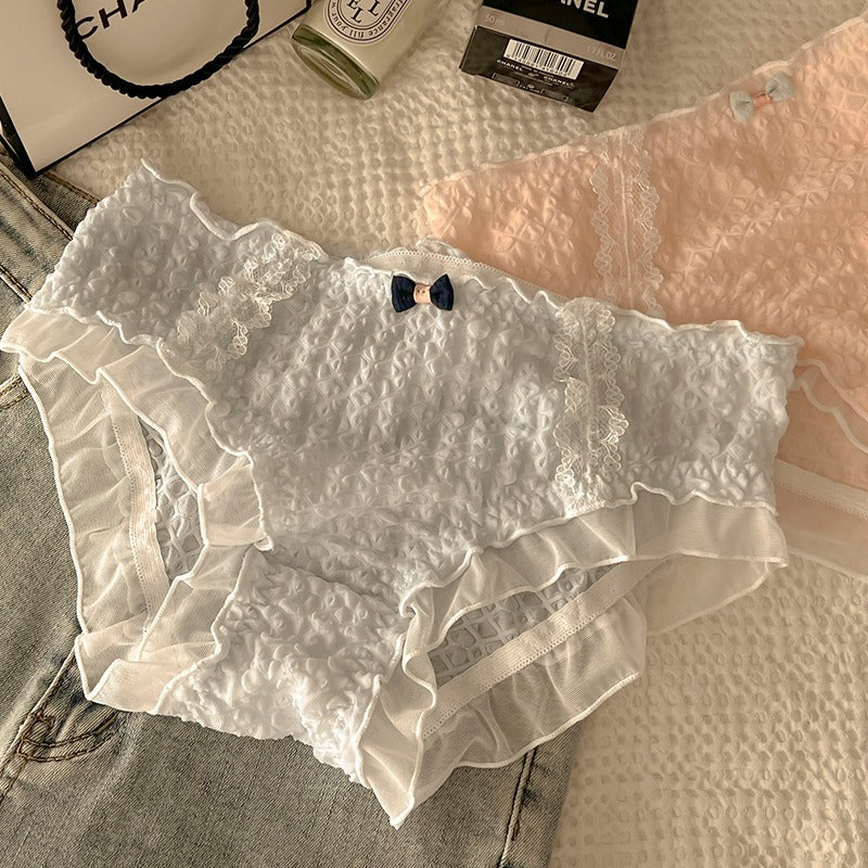 Pack Of 3 Women’s Floral Lace Panty with Ruffle Frill Design – Soft & Comfortable Ladies Under