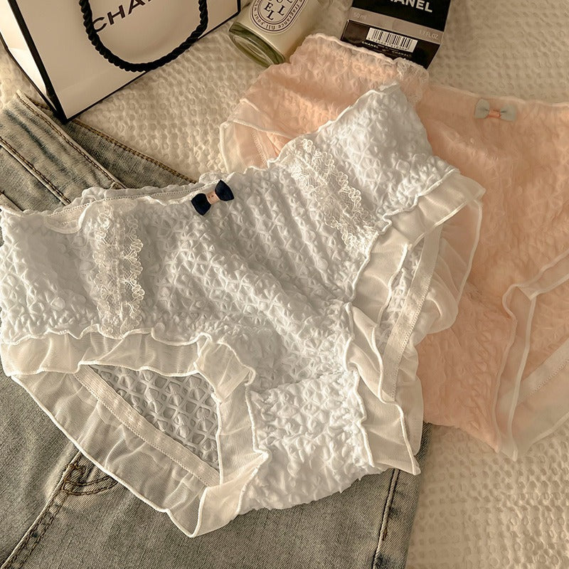 Pack Of 3 Women’s Floral Lace Panty with Ruffle Frill Design – Soft & Comfortable Ladies Under