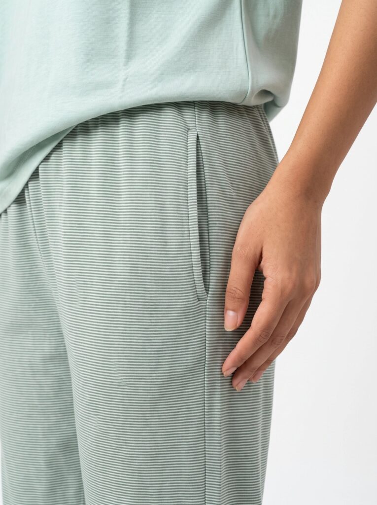 Drop Shoulder Cotton PJ Set – Pastel Stripe
