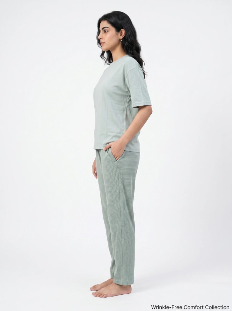 Drop Shoulder Cotton PJ Set – Pastel Stripe