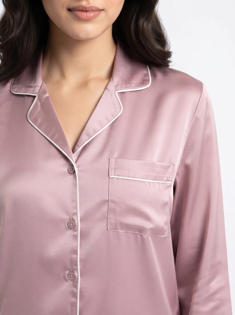 Satin Silk Pajama Suit – Noir