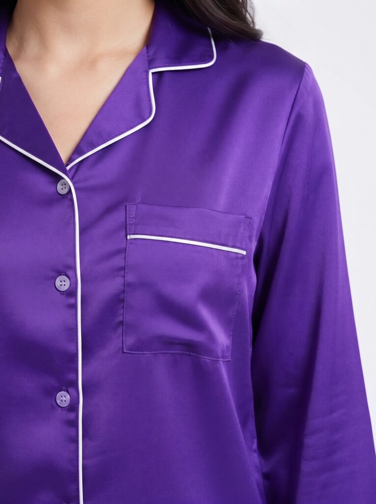 Satin Silk Pajama Suit – Noir