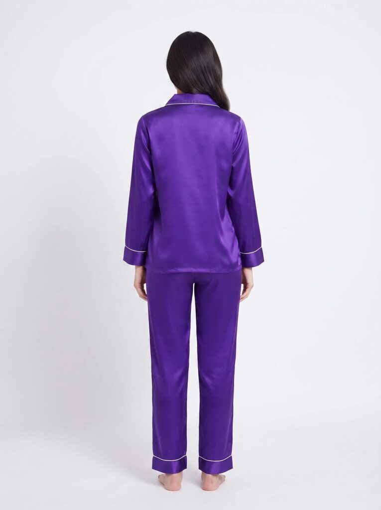 Satin Silk Pajama Suit – Noir