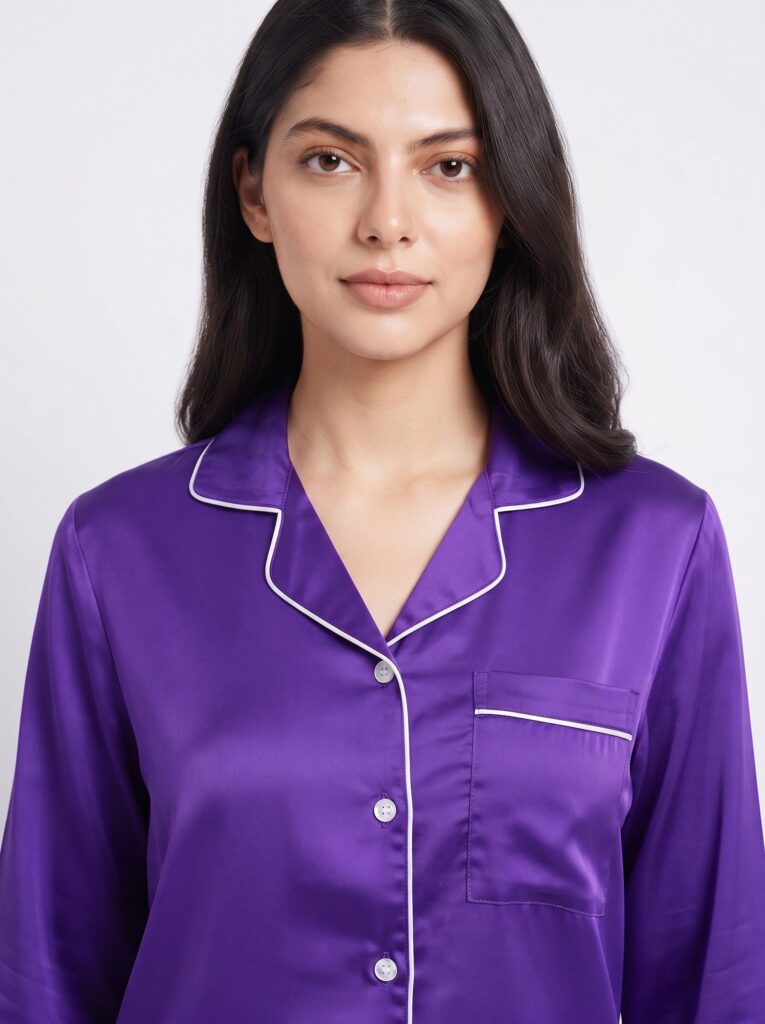 Satin Silk Pajama Suit – Noir
