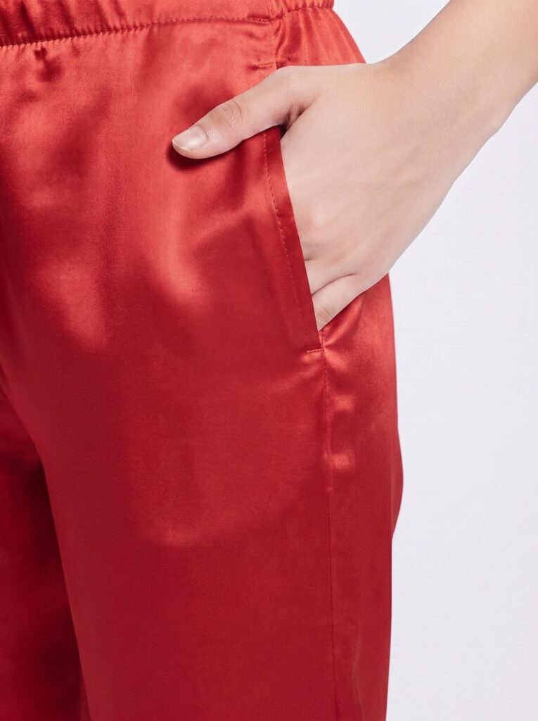 Satin Silk Pajama Suit – Noir