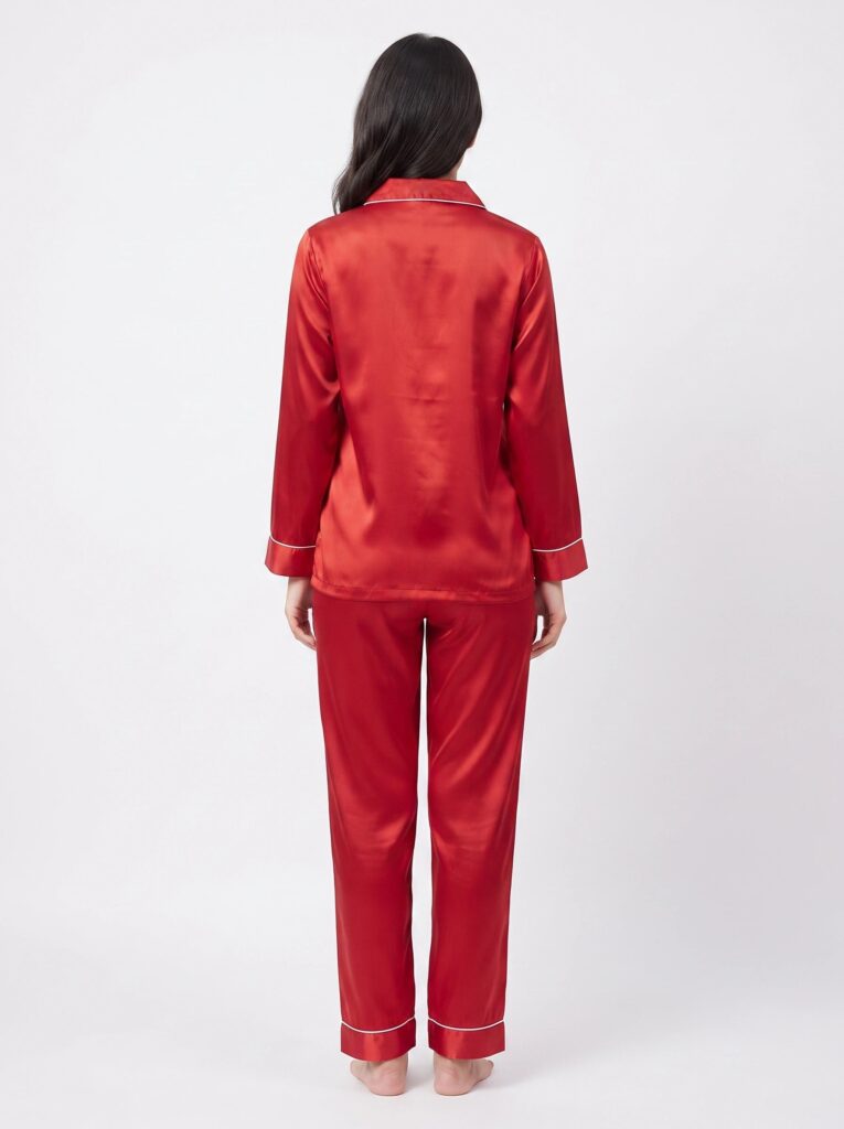 Satin Silk Pajama Suit – Noir