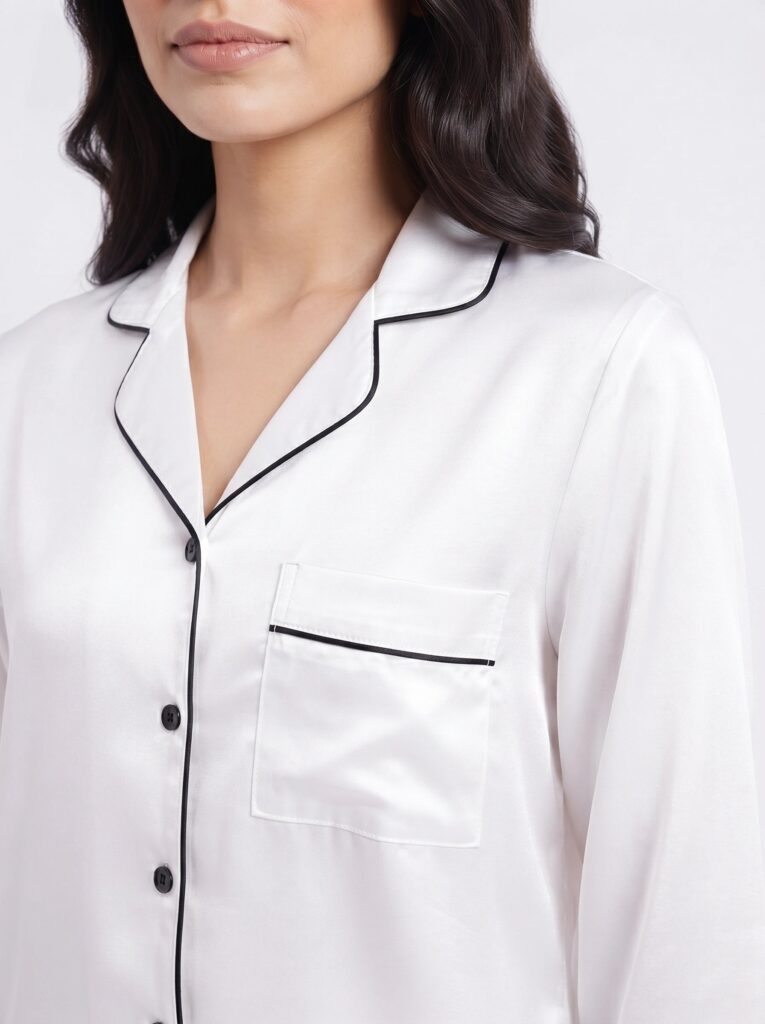 Satin Silk Pajama Suit – Noir