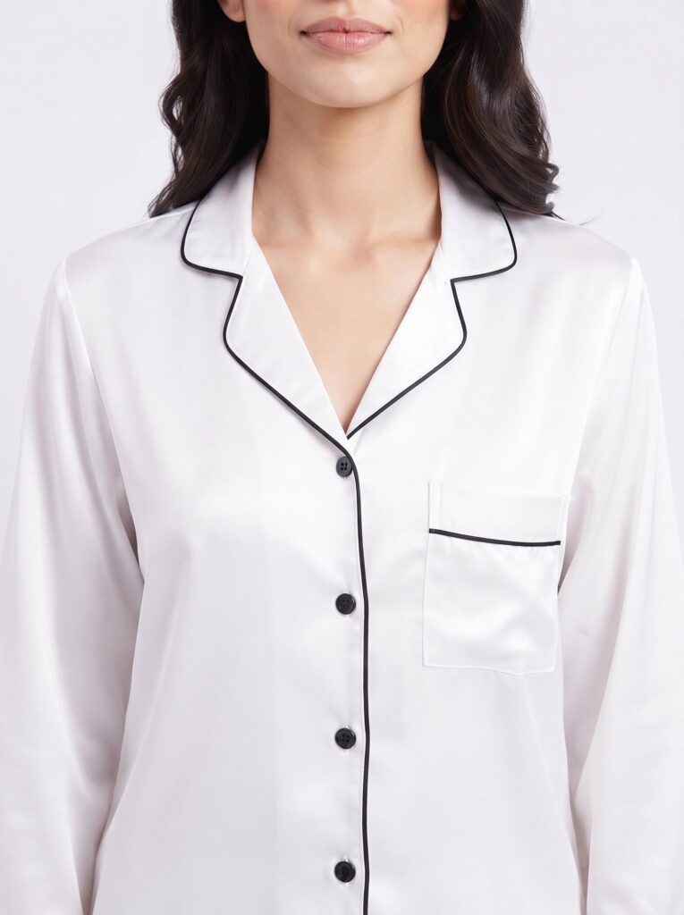 Satin Silk Pajama Suit – Noir