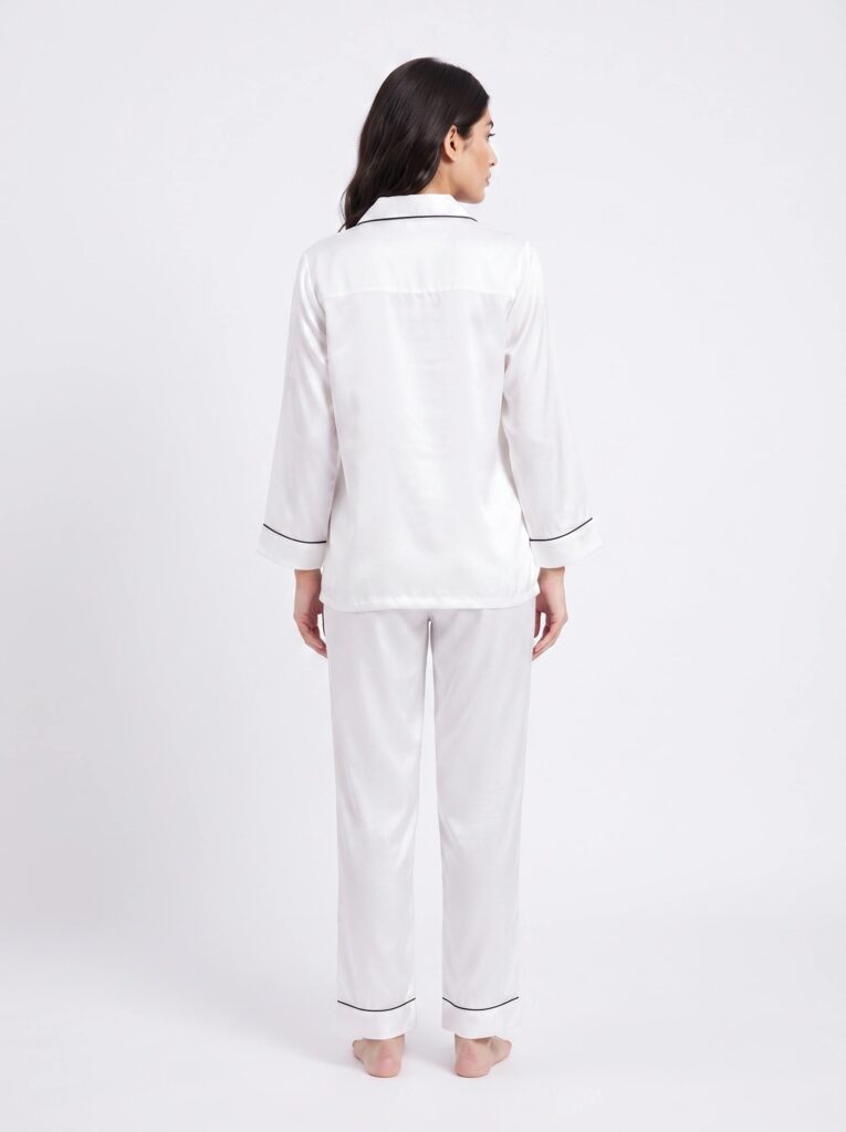 Satin Silk Pajama Suit – Noir